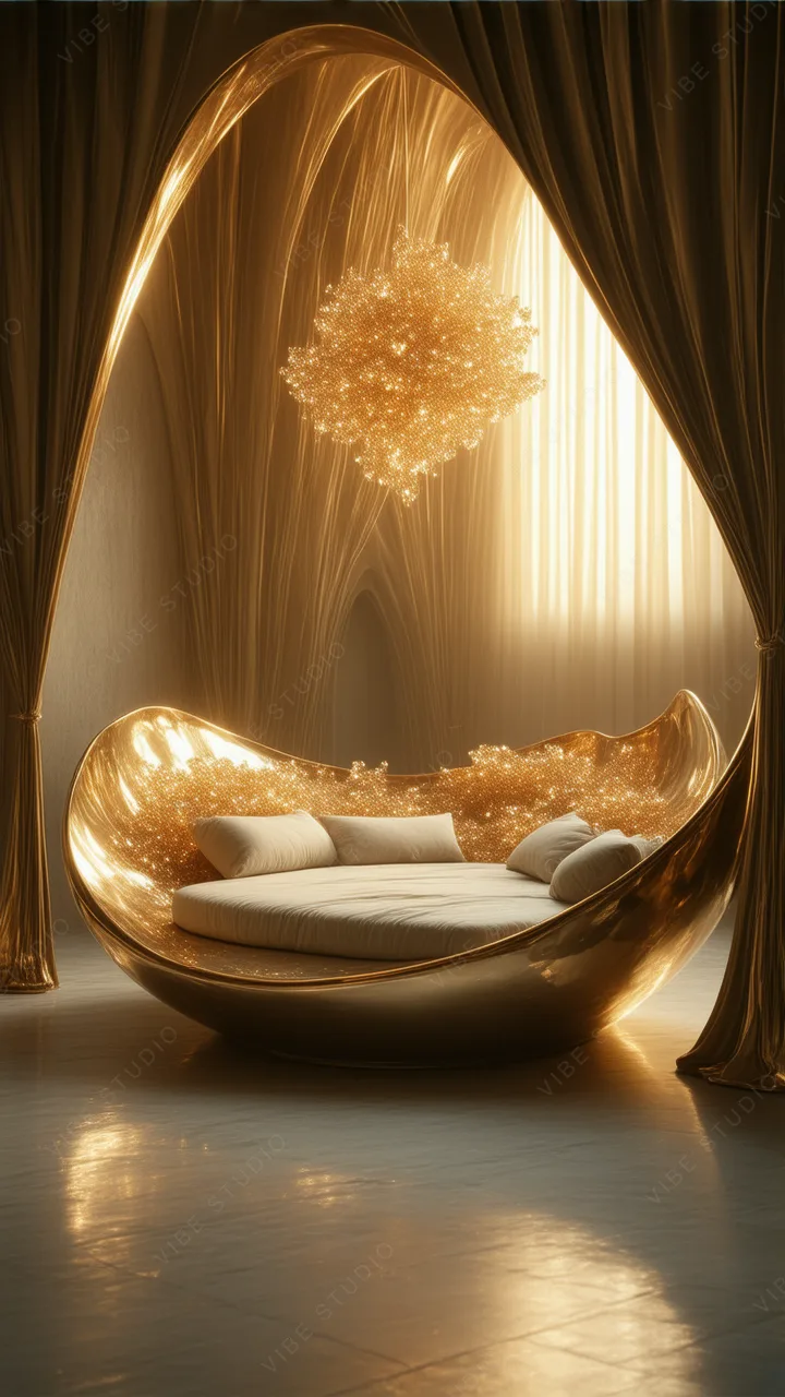 Luxurious Gold Bed Sculpture Phone Wallpaper