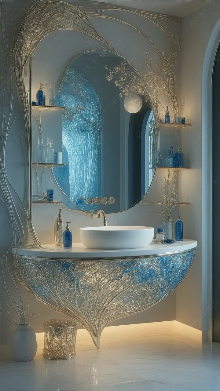 Blue Crystal Wall Phone Wallpaper – Ethereal Glass Art