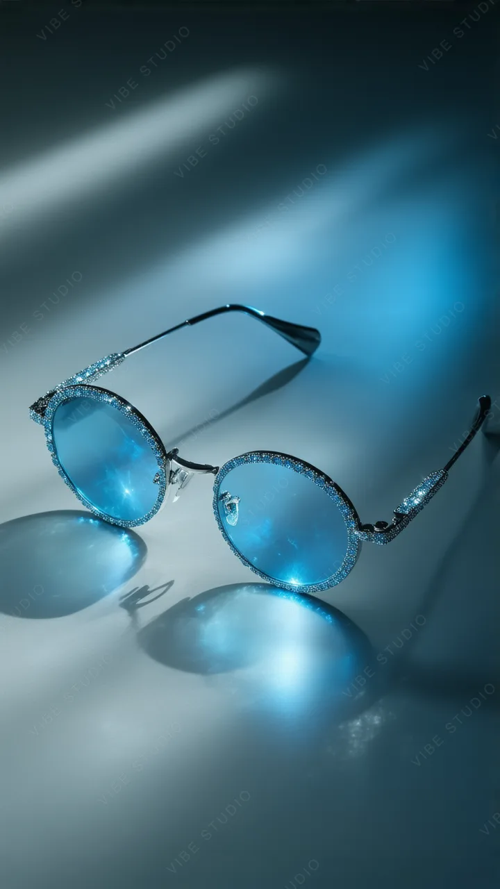 Crystal Blue Rimmed Sunglasses Phone Wallpaper