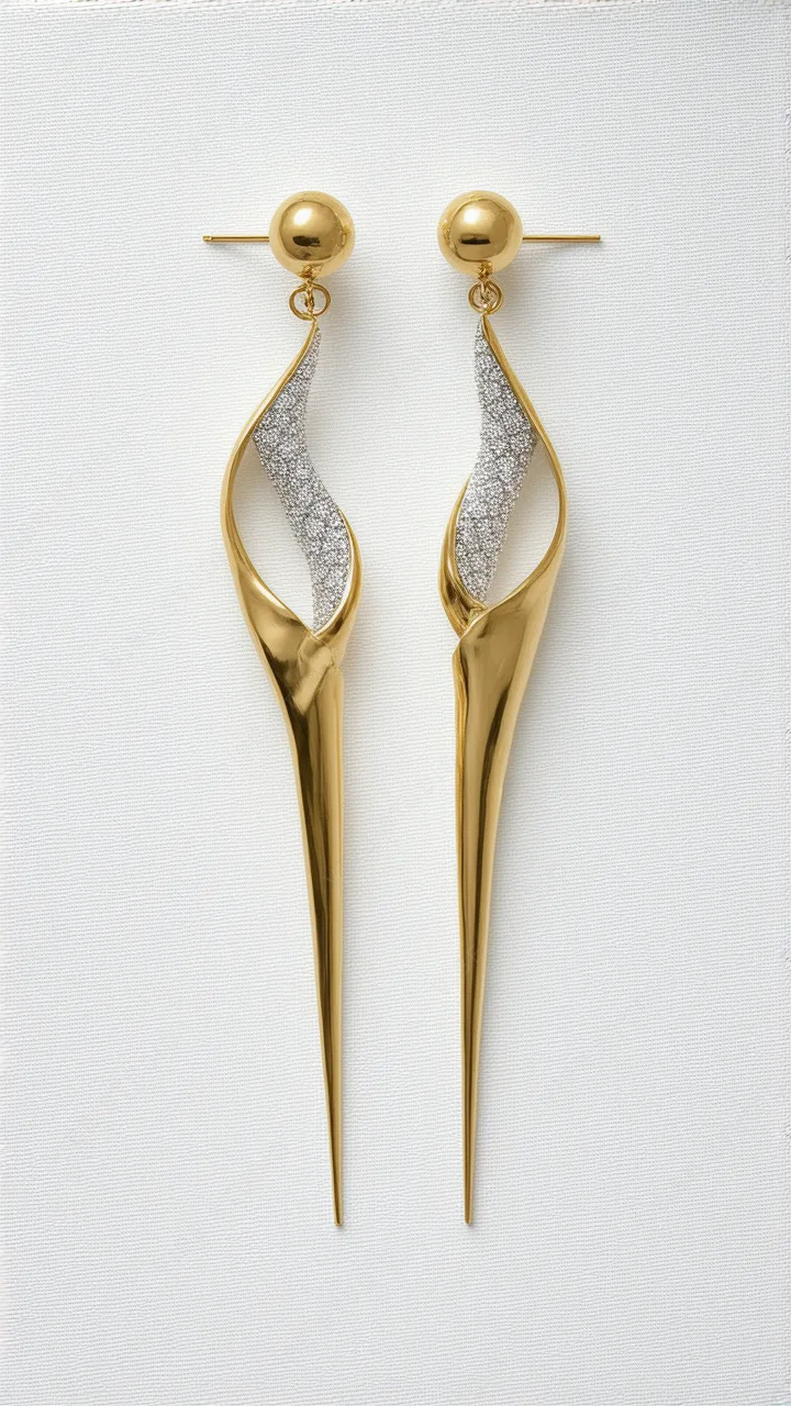 Elegant Gold Earrings with Crystal Details  Phone Wallpaper