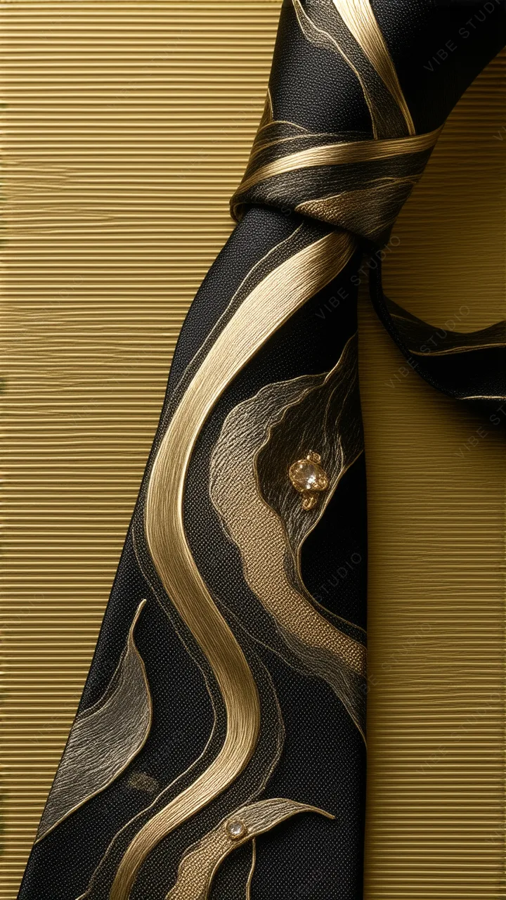 Luxurious Black Tie Fabric Phone Wallpaper