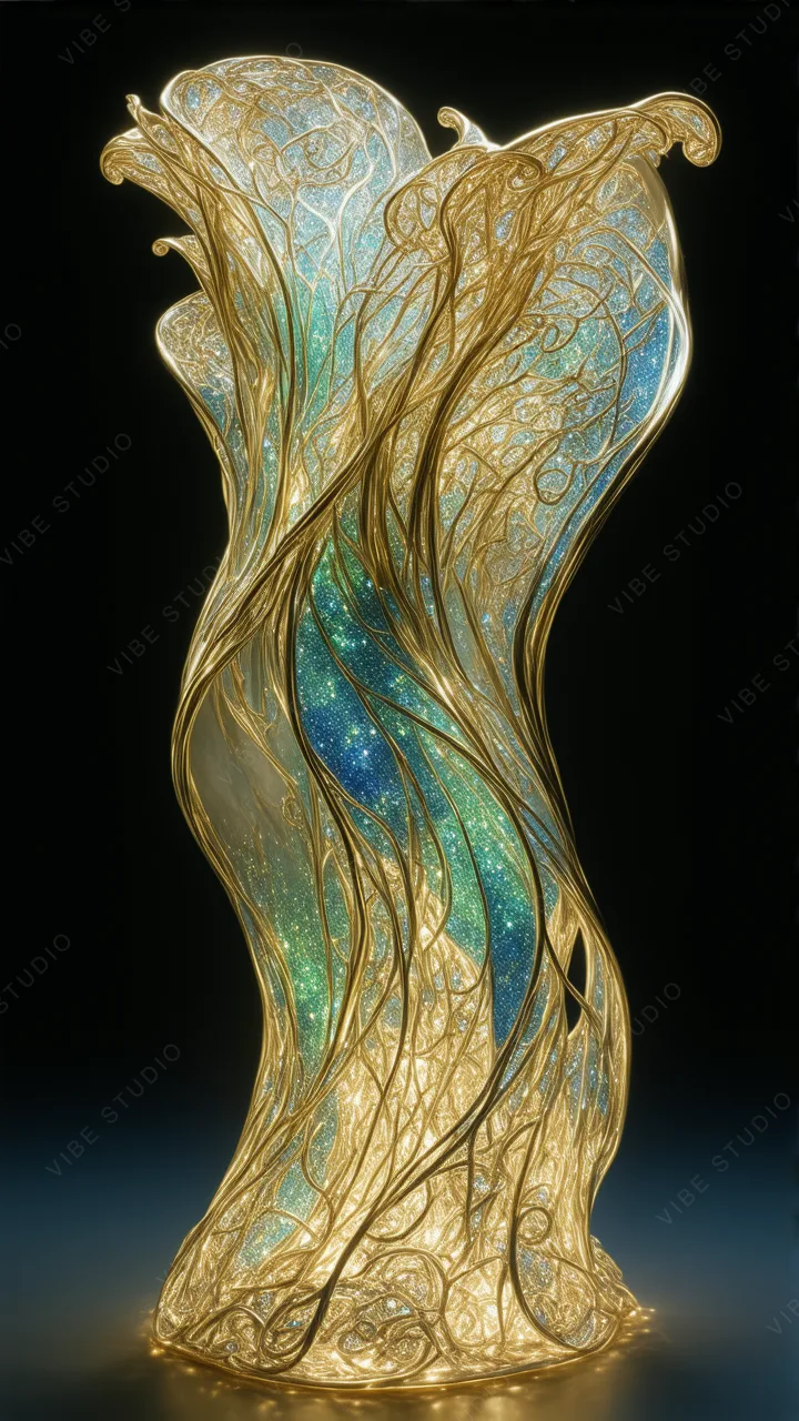 Golden Glass Sculpture Phone Wallpaper