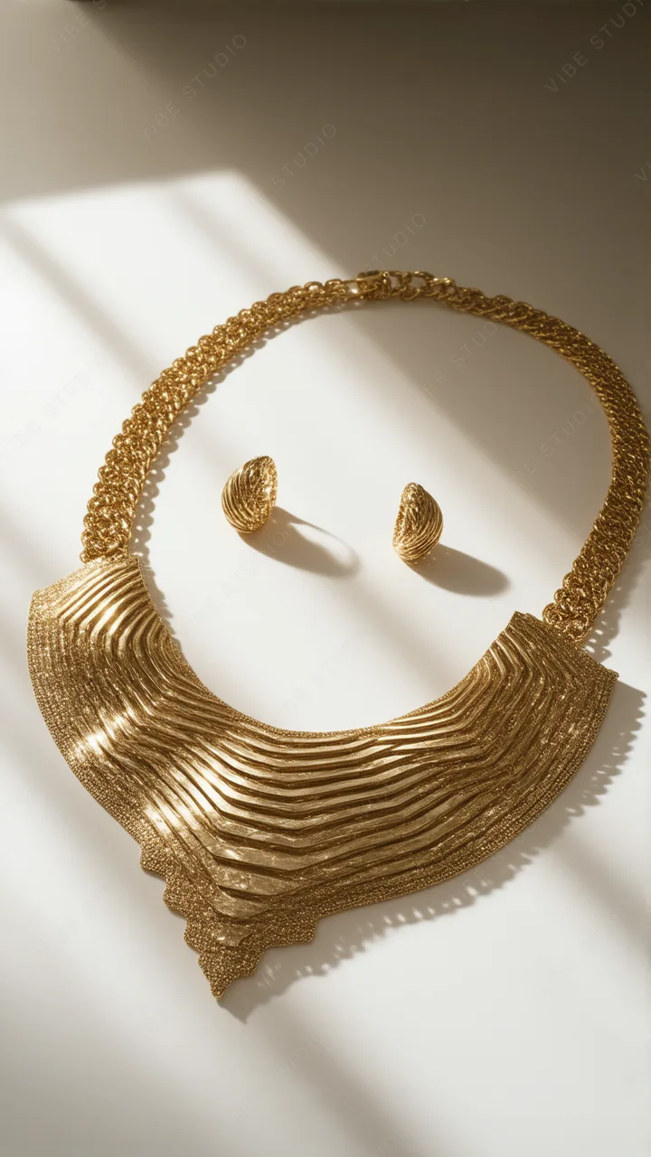 Gold Textured Necklace Phone Wallpaper