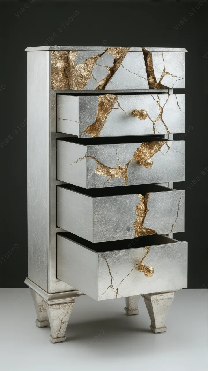 White Marble &amp; Gold Chest of Drawers Phone Wallpaper