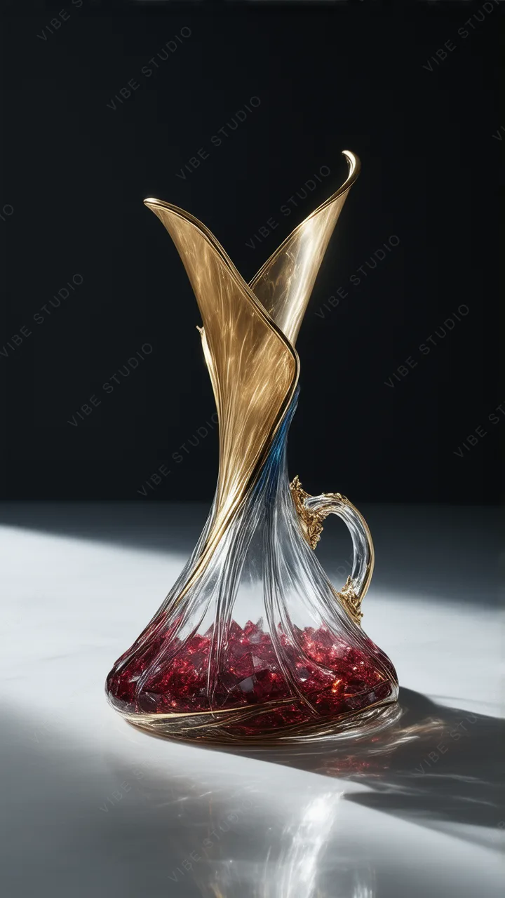 Glass Wine Decanter with Gold Accents Phone Wallpaper
