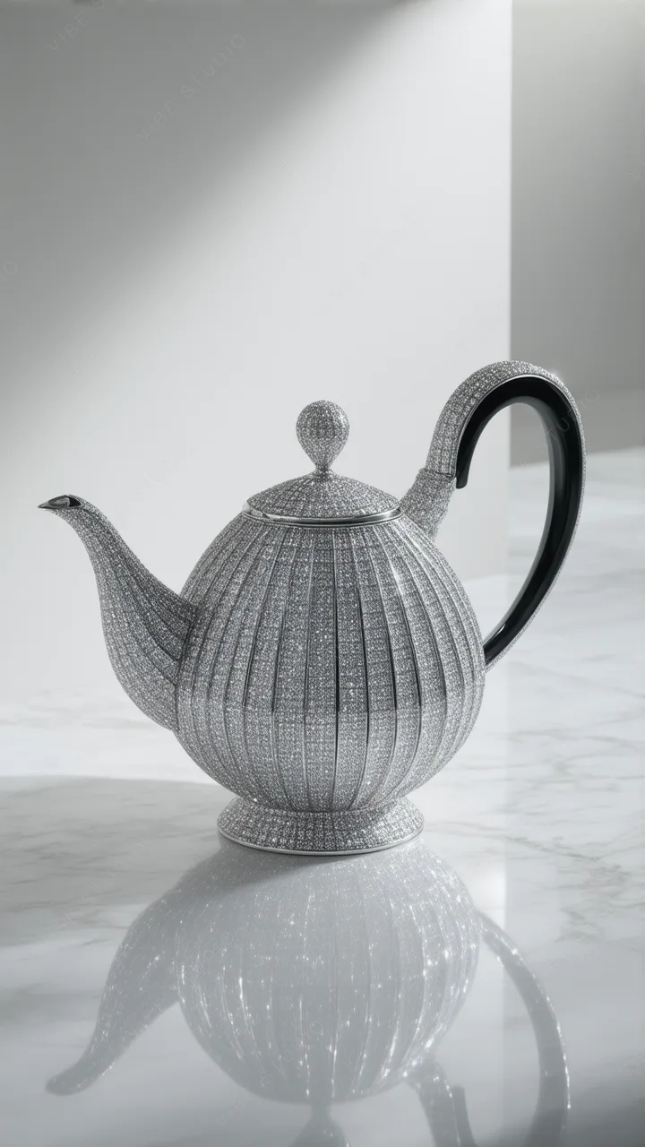 Crystal Teapot Phone Wallpaper  Sleek Silver Reflection