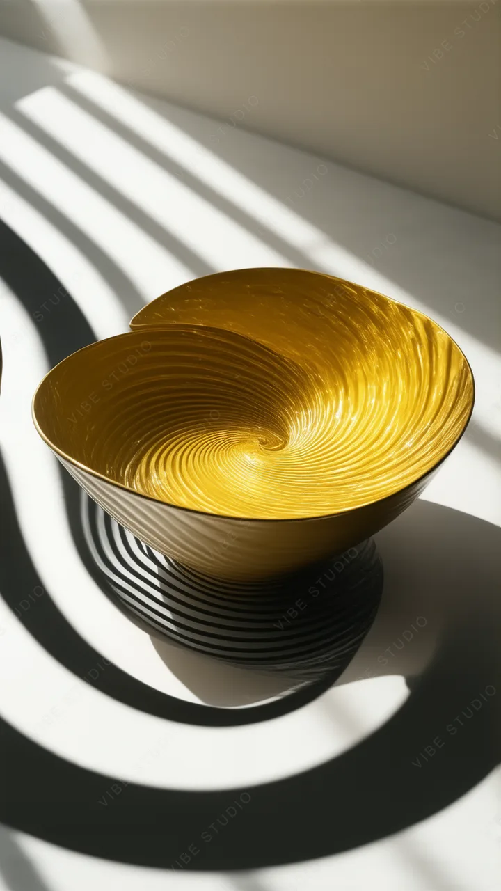 Golden Spiral Glass Bowl Phone Wallpaper