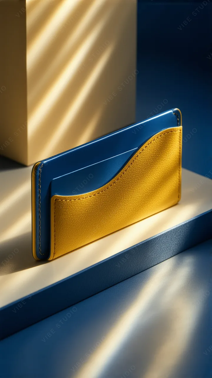 Blue and Yellow Leather Card Holder Phone Wallpaper