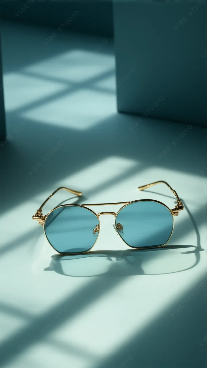 Blue Gold Frame Sunglasses Phone Wallpaper
