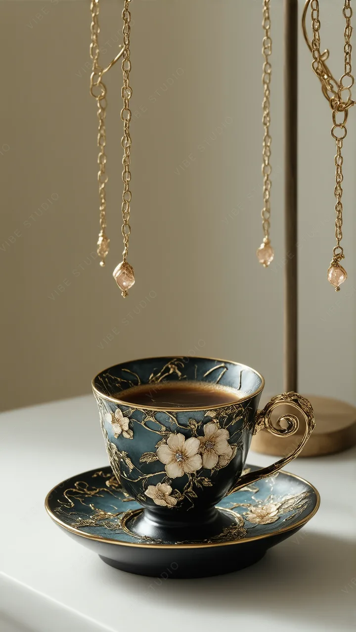 Elegant Tea Set Phone Wallpaper