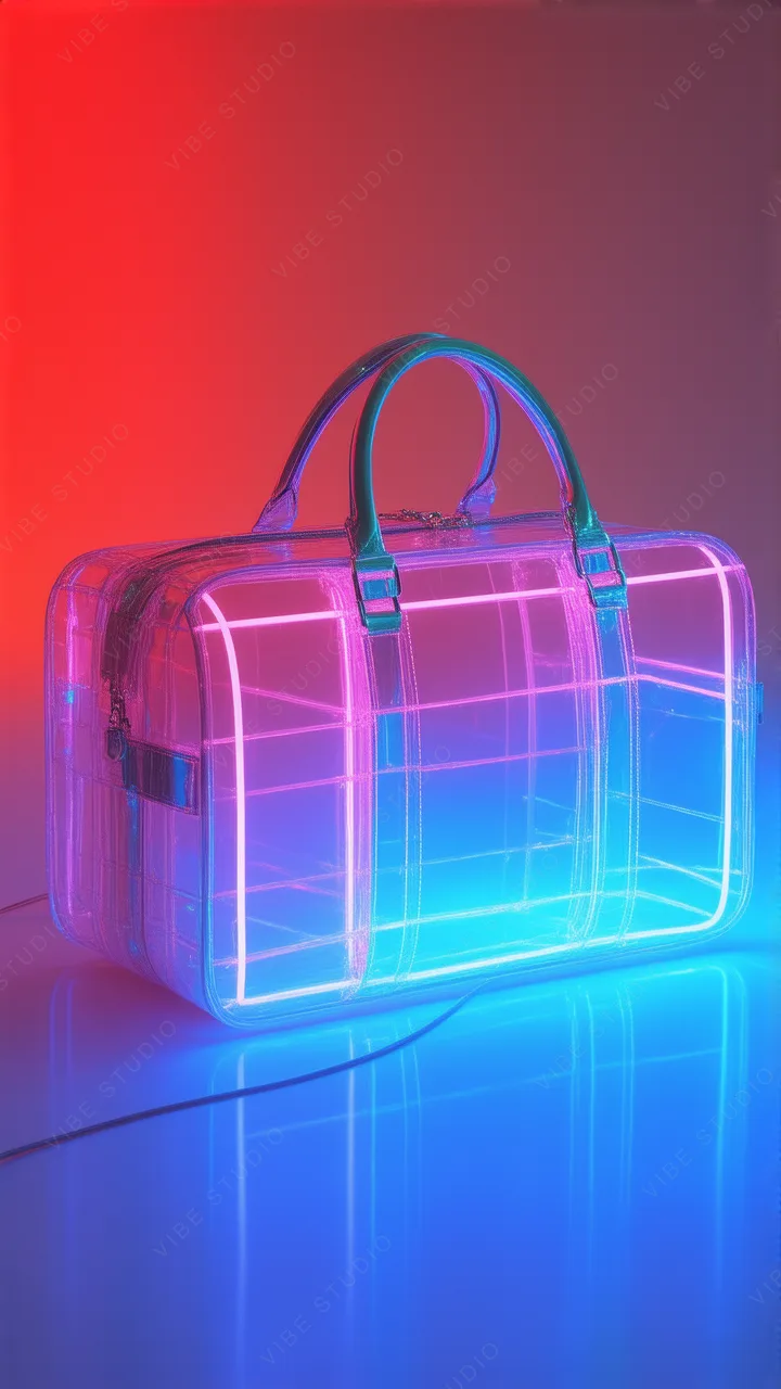 Neon Grid Luggage Phone Wallpaper