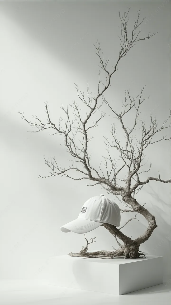 White Cap &amp; Branch Sculpture Phone Wallpaper