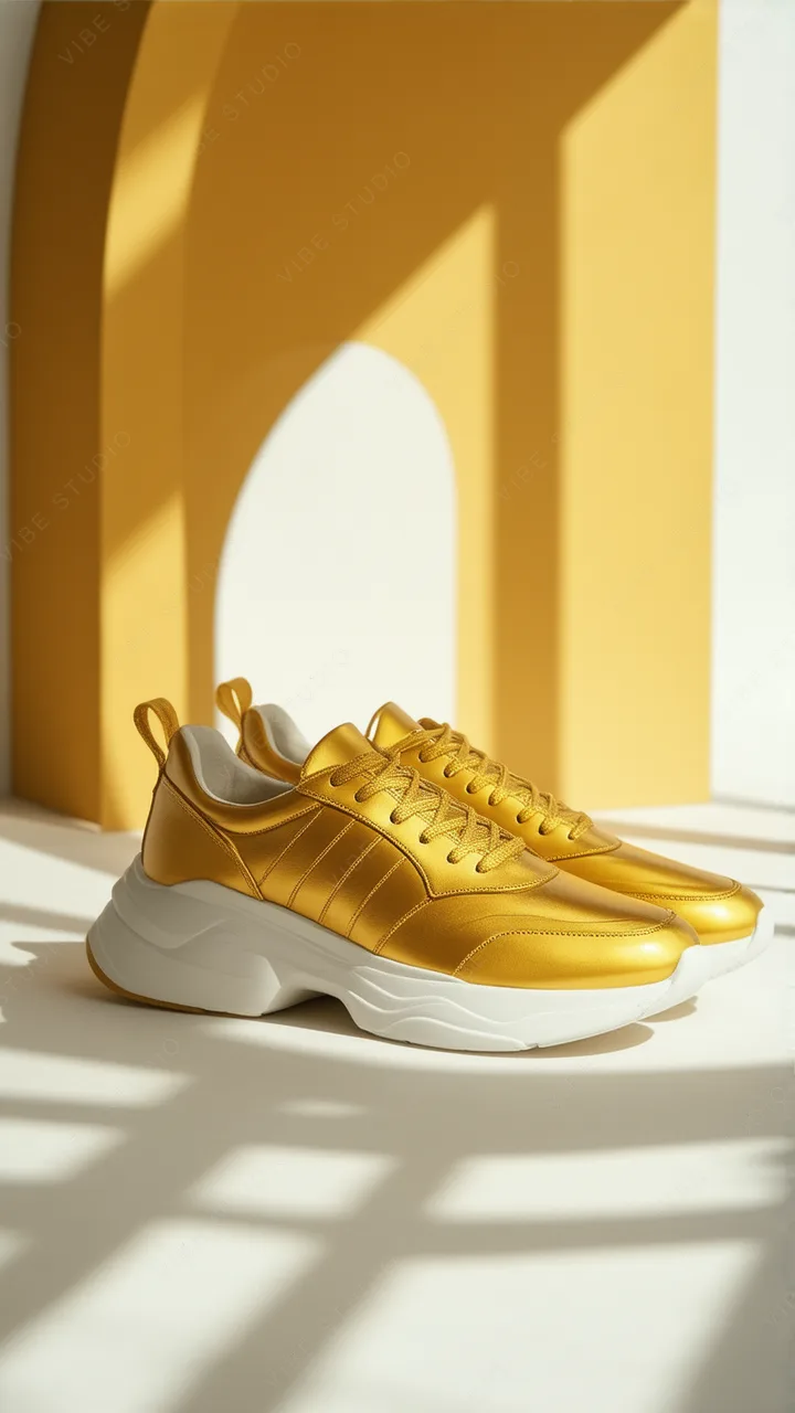 Metallic Gold Sneakers Phone Wallpaper