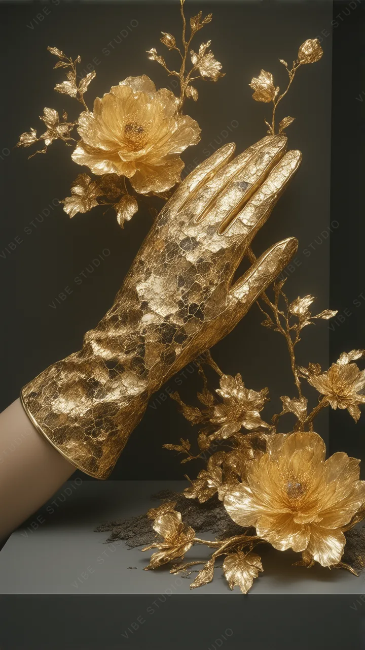 Gold Leaf Glove Wallpaper  Luxurious Gold Floral Phone Wallpaper