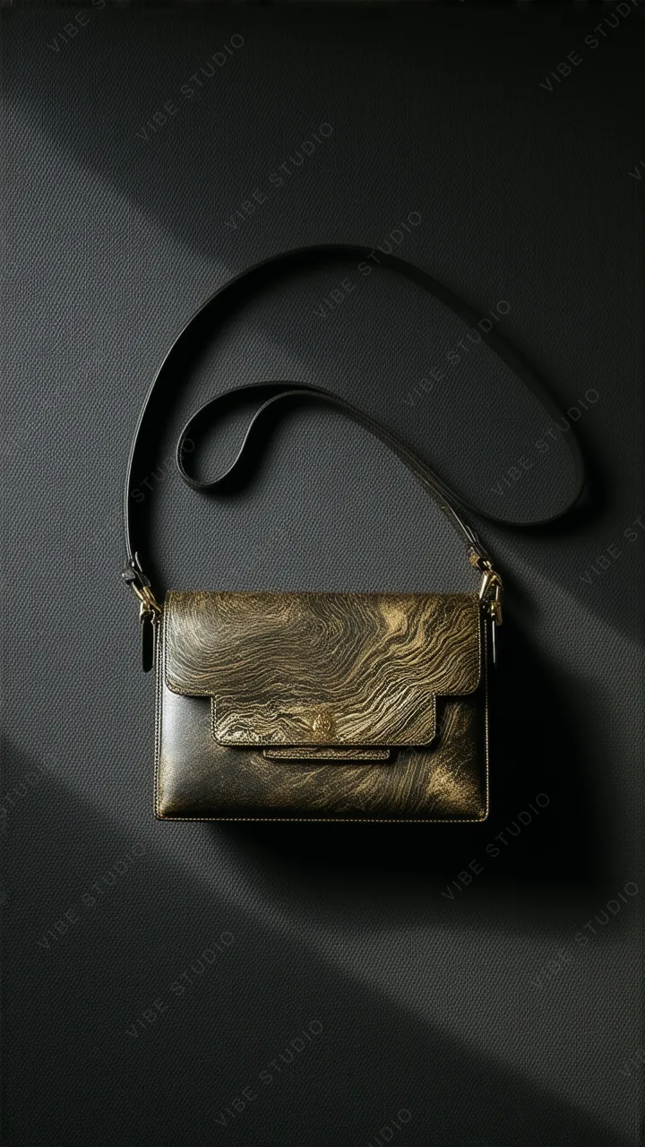 Textured Leather Crossbody Bag - Elegant Studio Shot