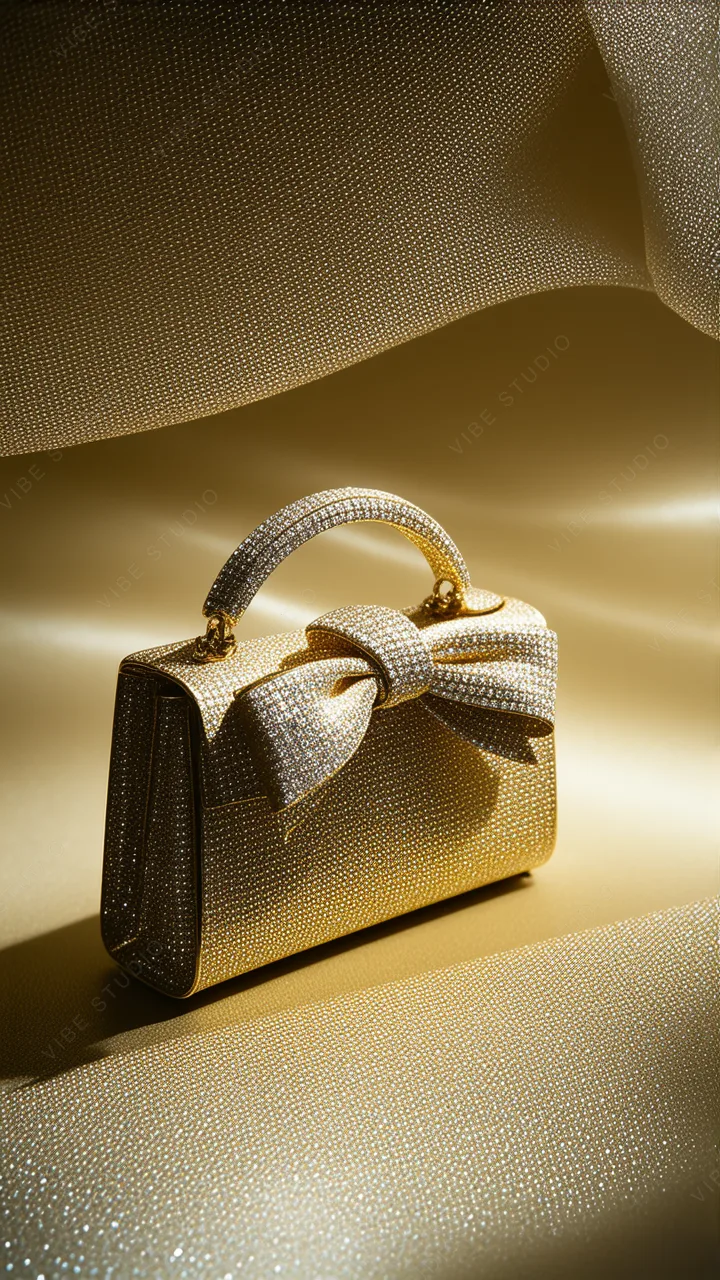 Luxurious Gold Bow Bag Phone Wallpaper