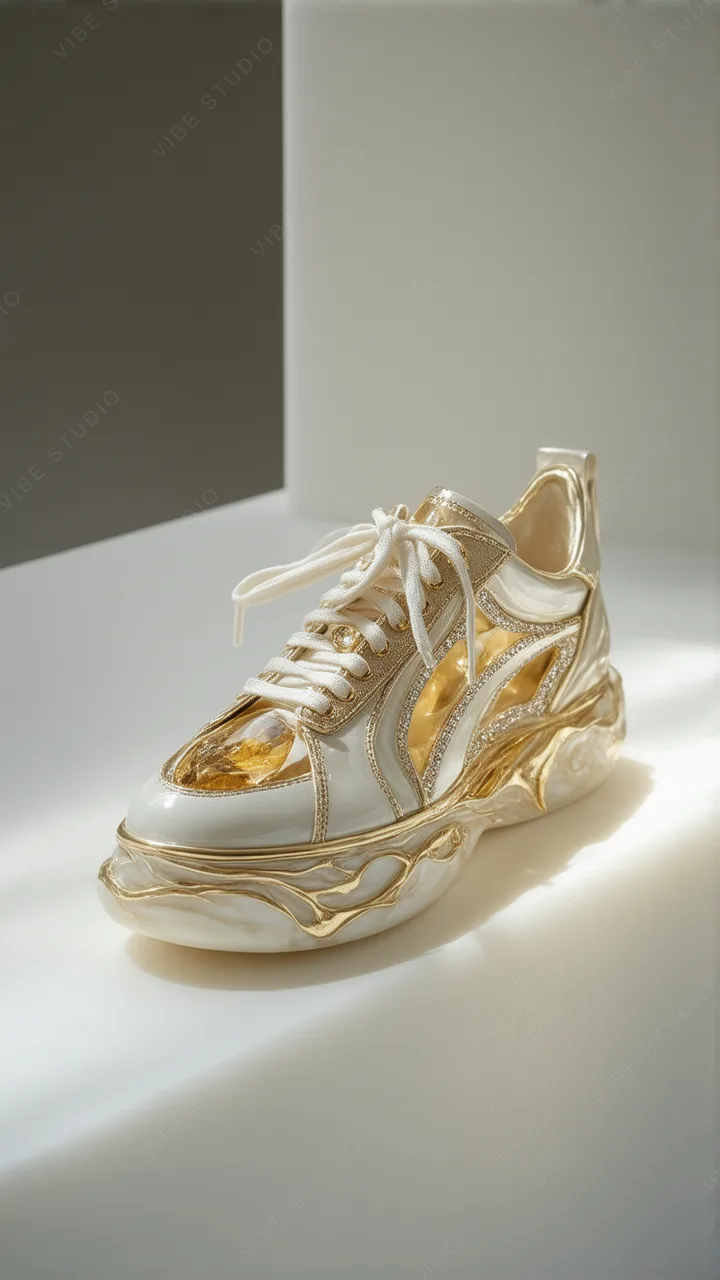Gold Metallic Sneakers Phone Wallpaper
