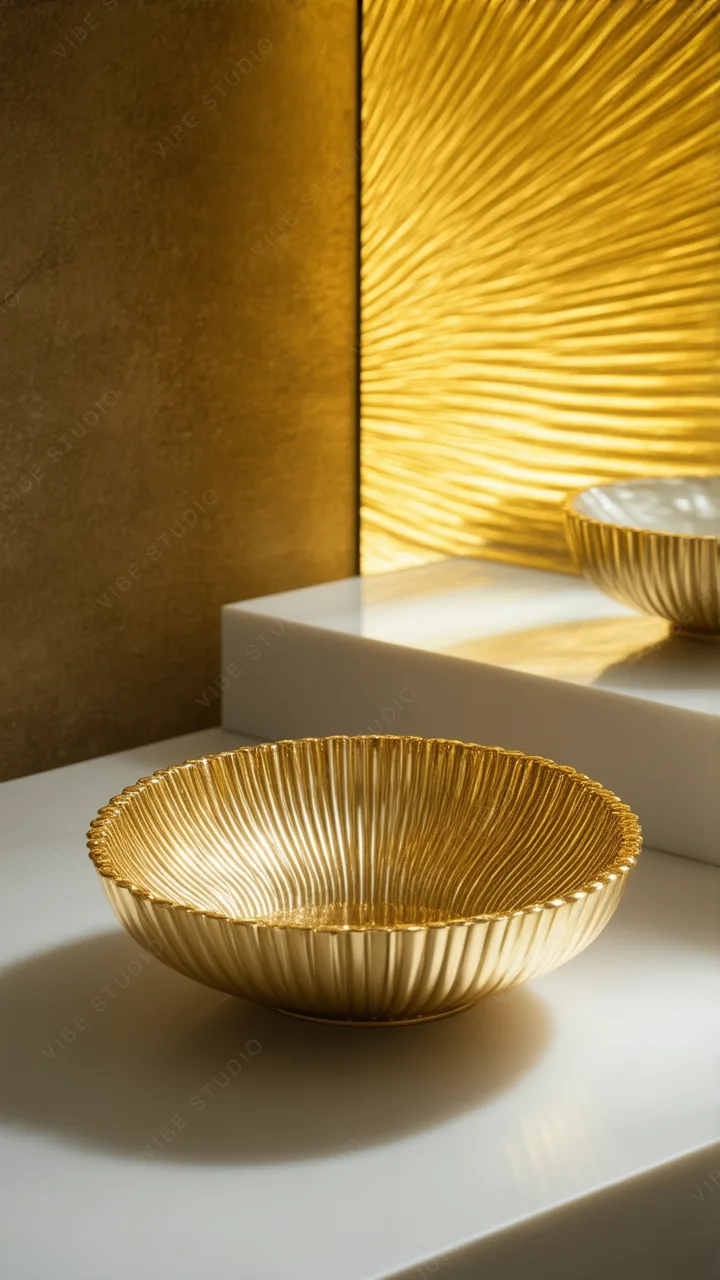 Gold Textured Bowl Phone Wallpaper