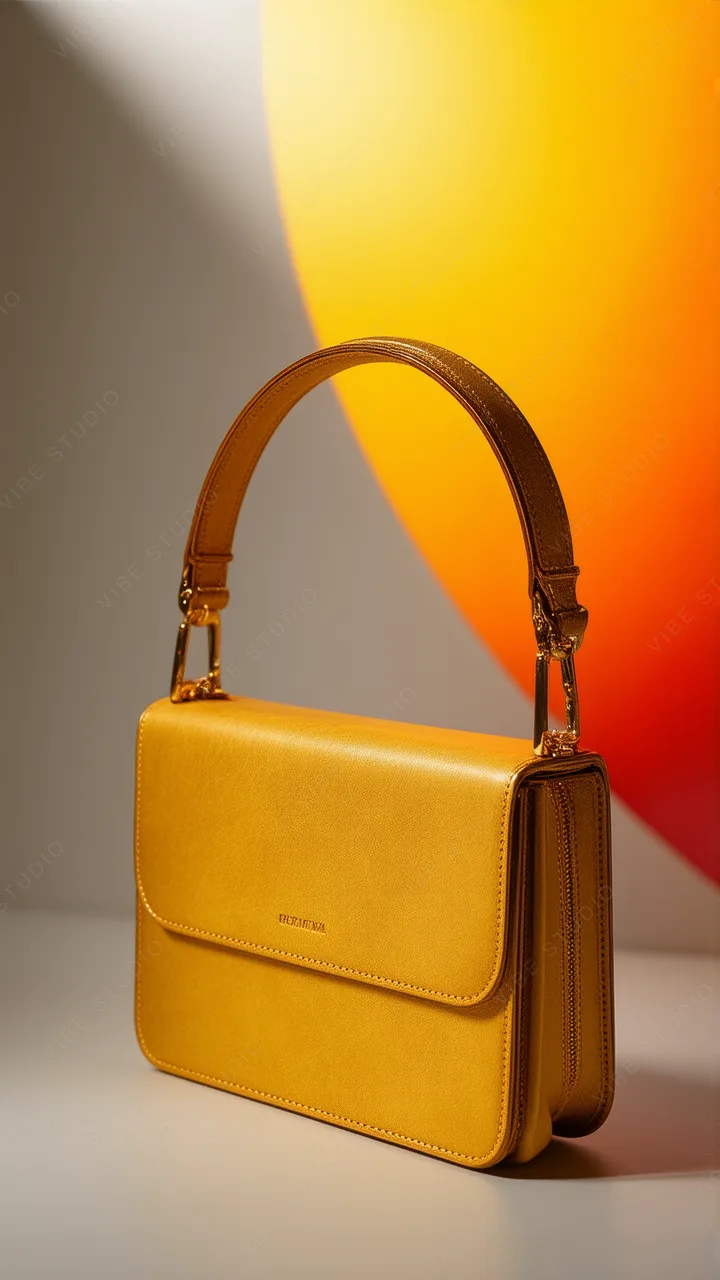 Yellow Leather Shoulder Bag Studio Shot