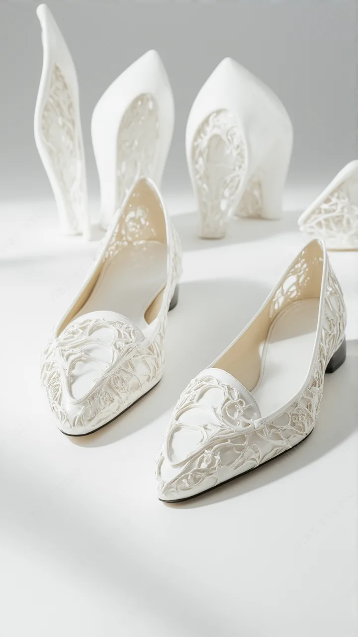 White Lace Shoes Phone Wallpaper  Delicate Floral Design