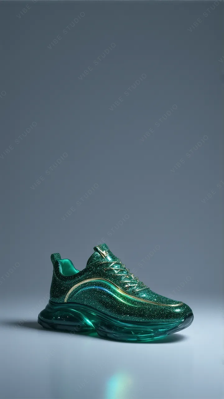 Teal Glitter Sneakers Phone Wallpaper