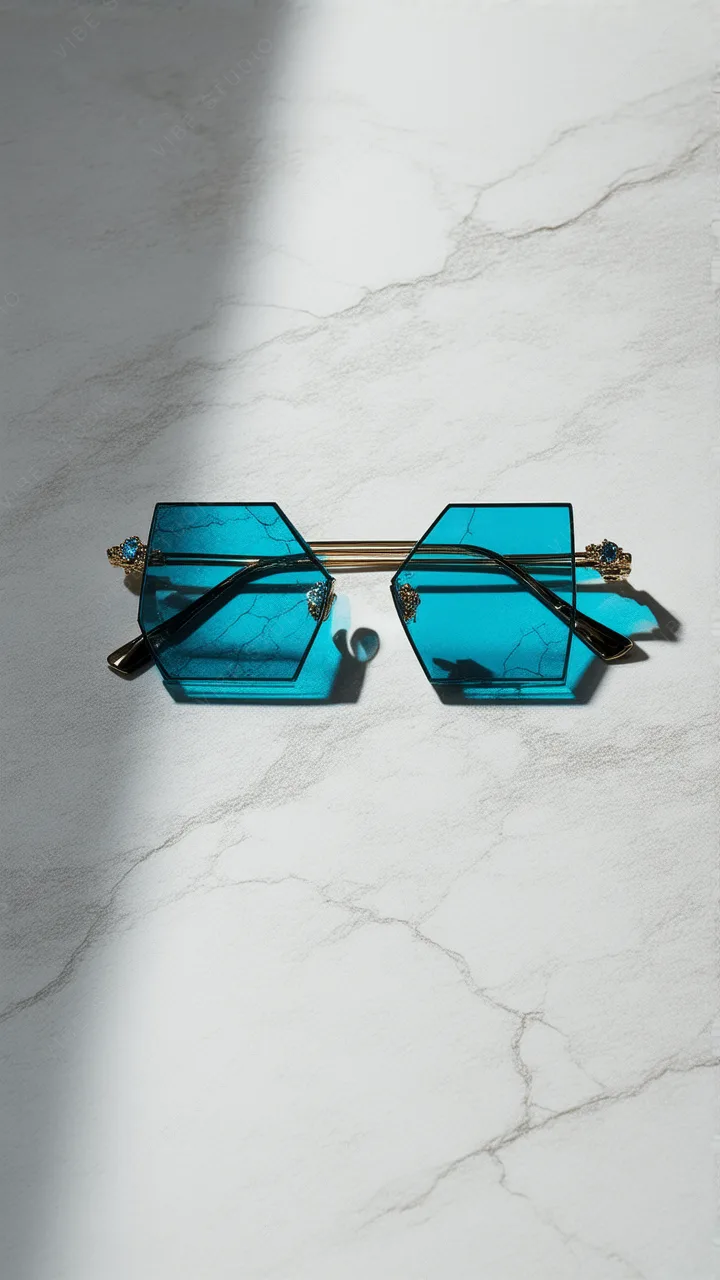 Blue Geometric Sunglasses Phone Wallpaper
