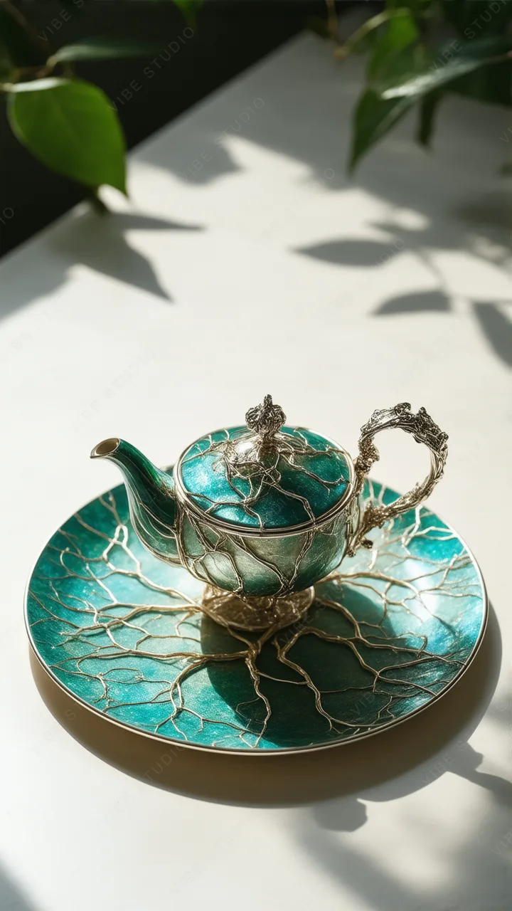 Teal Marble Teacup Phone Wallpaper
