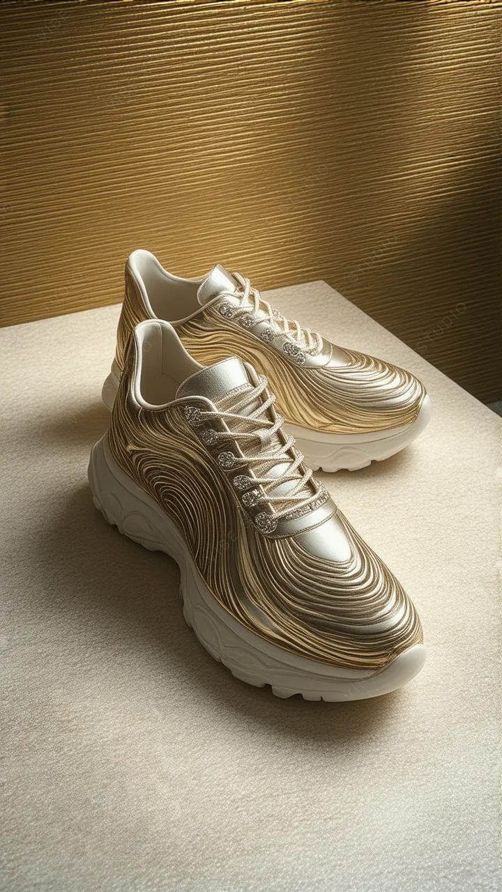 Gold Spiral Textured Footwear Phone Wallpaper