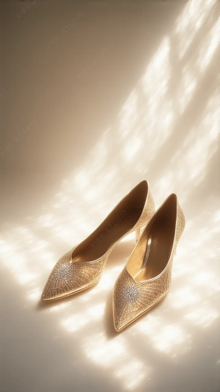 Gold Crystal Heels Phone Wallpaper  Luxurious Metallic Shoe Wallpaper
