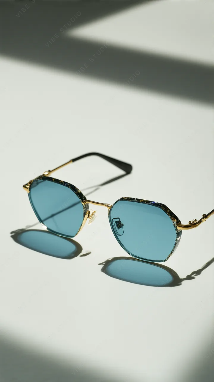 Blue Geometric Sunglasses Phone Wallpaper