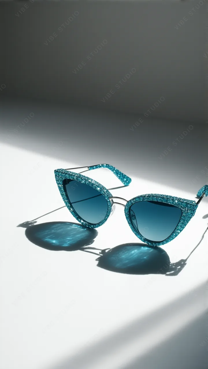 Teal Glitter Sunglasses Phone Wallpaper