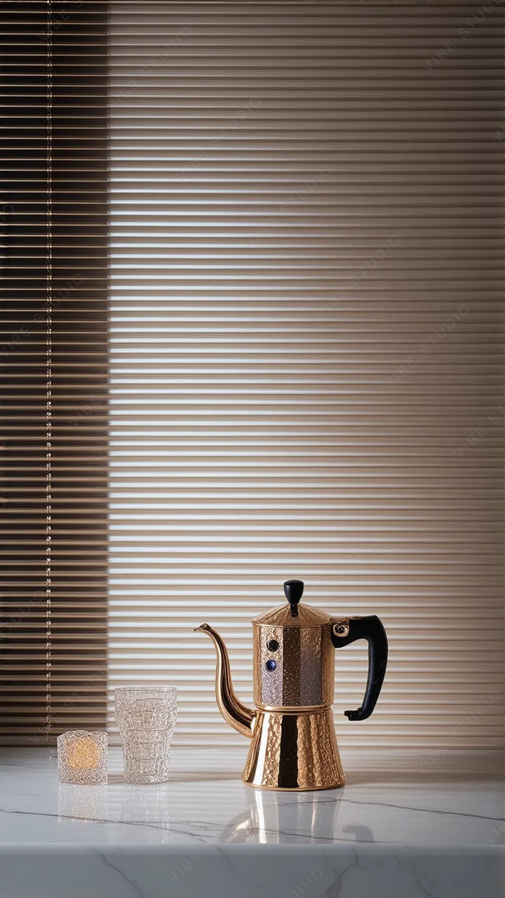 Gold Metallic Coffee Pot Phone Wallpaper