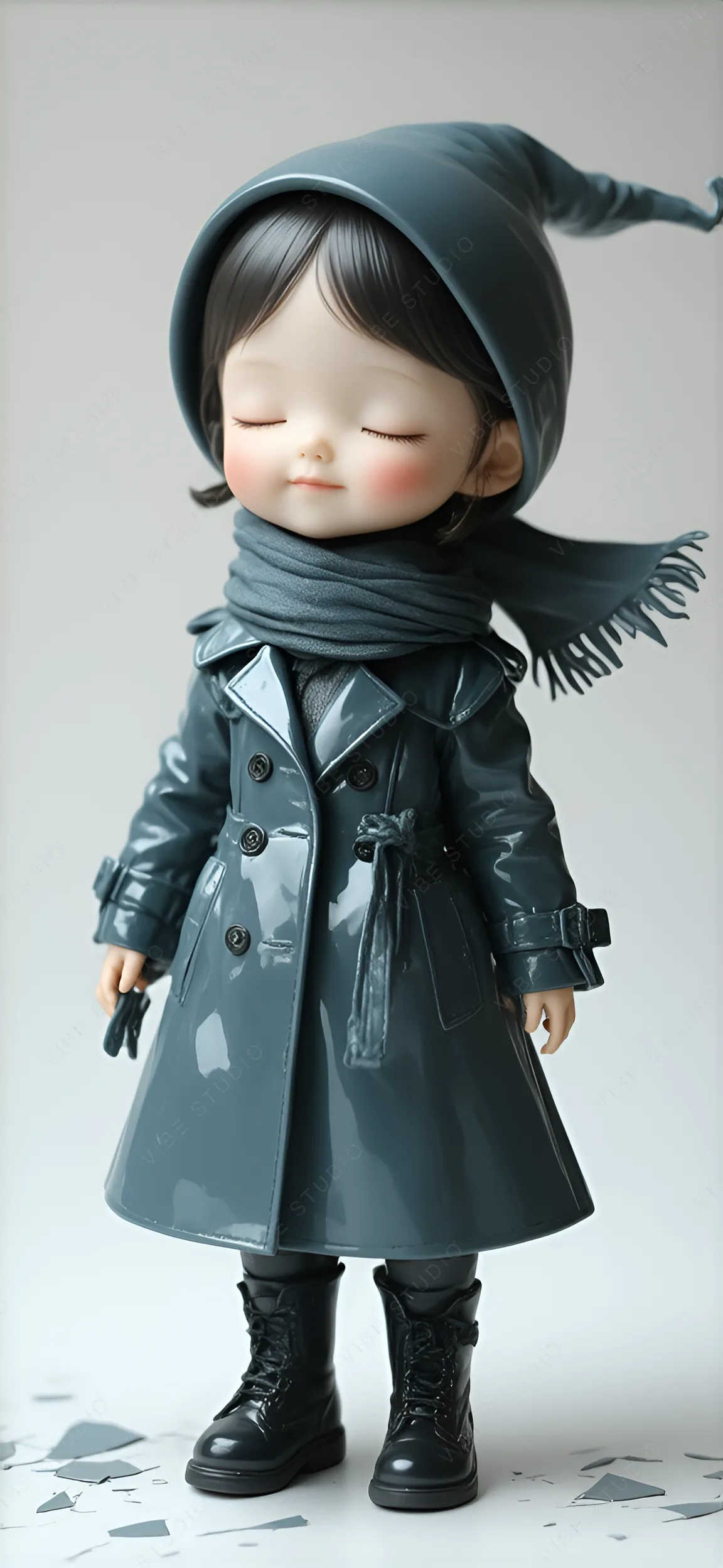 Miniature Gothic Raincoat Doll