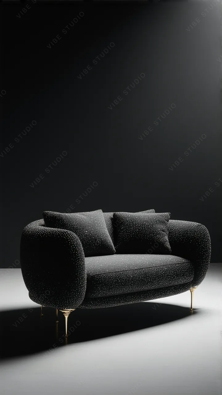Soft Black Velvet Sofa Phone Wallpaper
