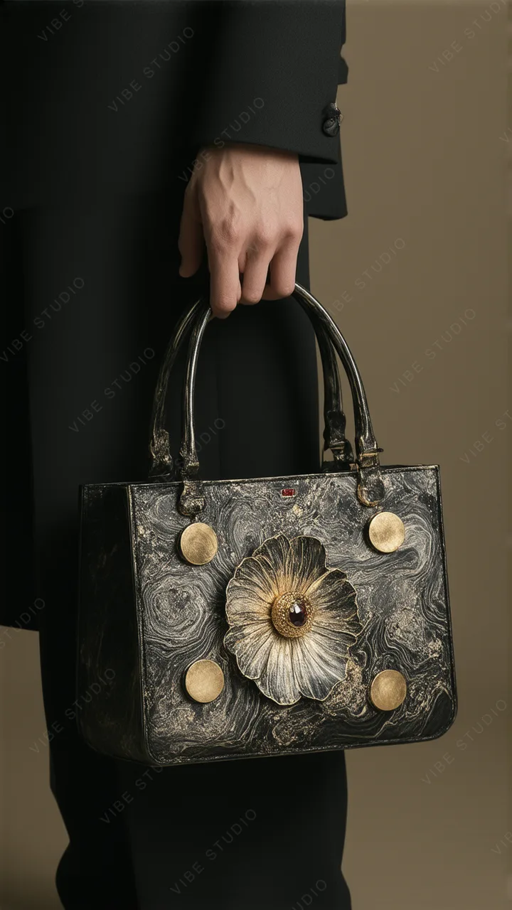 Gilded Floral Handbag Phone Wallpaper