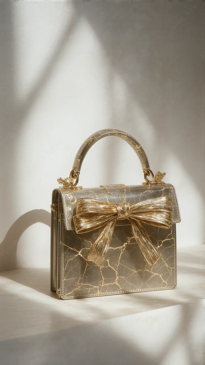 Luxurious Textured Gold Handbag Studio Shot