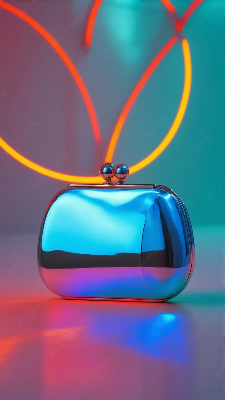 Metallic Clutch with Neon Light Display