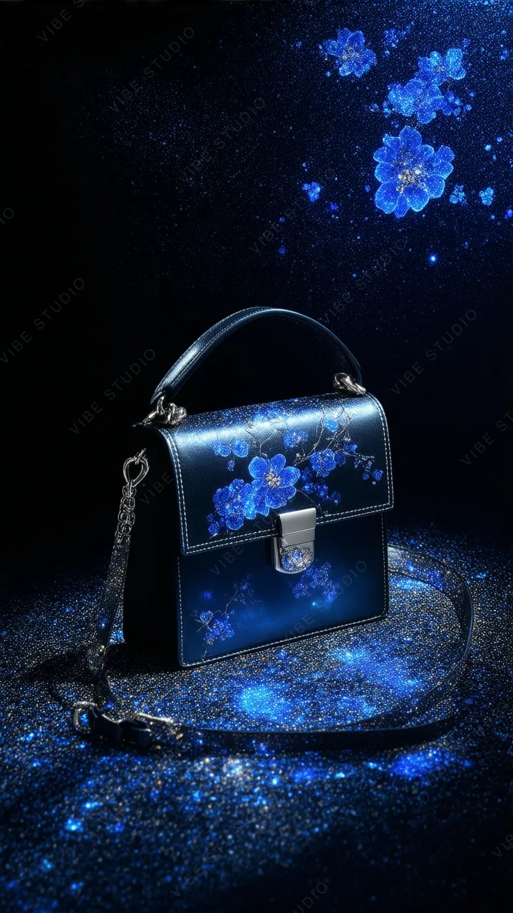 Blue Floral Leather Bag Phone Wallpaper