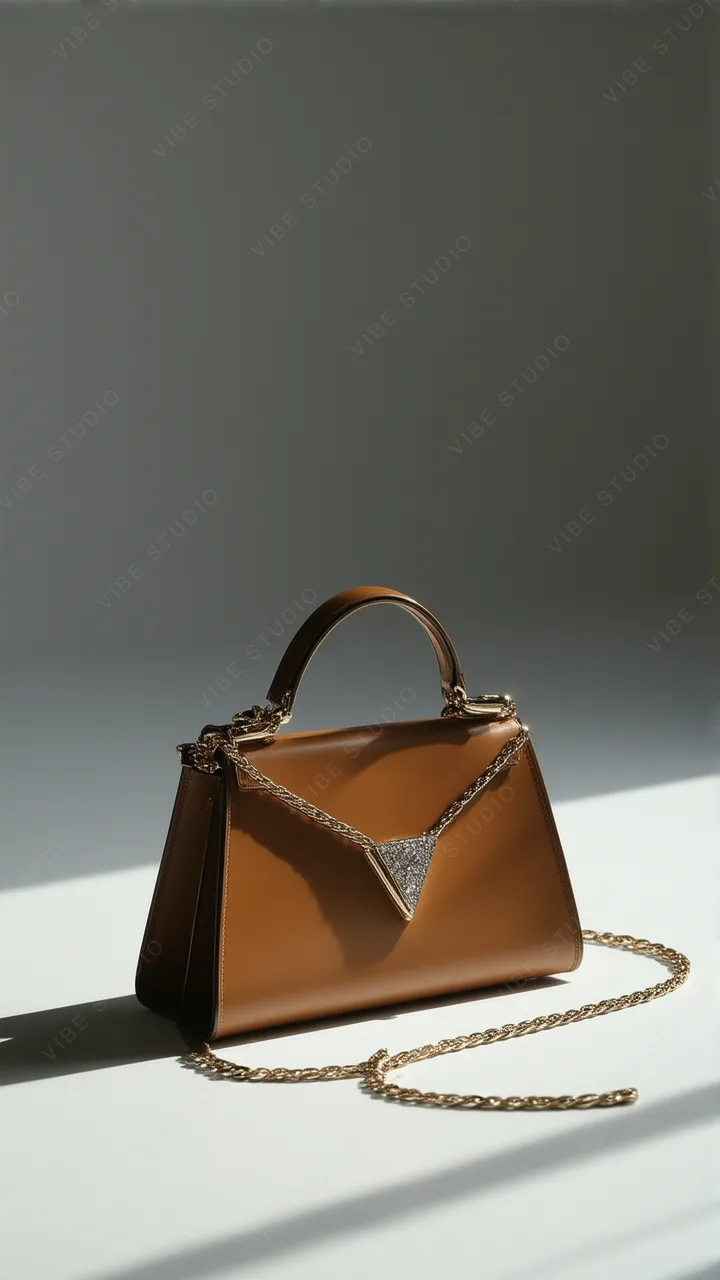 Brown Leather Bag with Crystal Details Phone Wallpaper