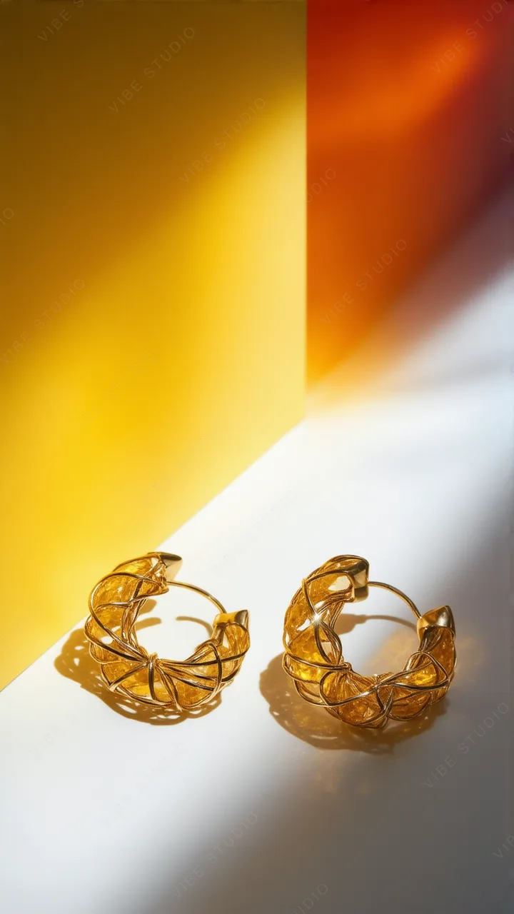 Gold Hoop Earrings - Studio Photography Phone Wallpaper