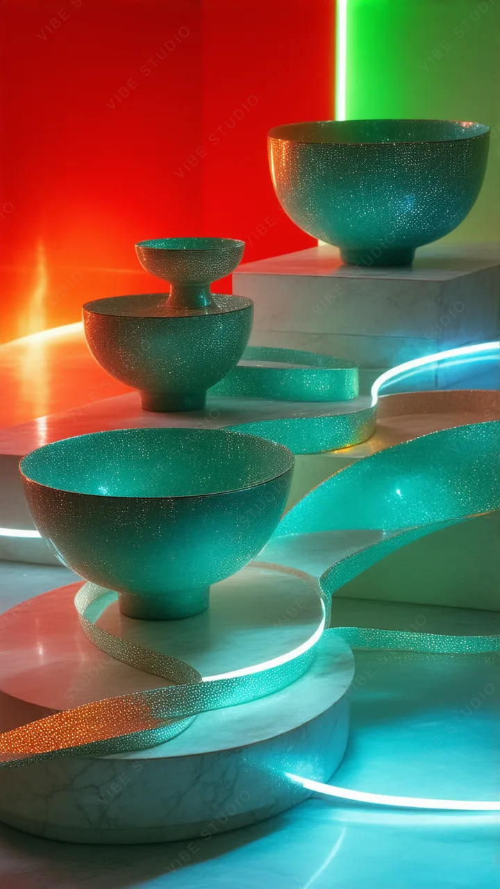 Teal Marble Bowl Phone Wallpaper - Smooth Texture &amp; Reflected Light