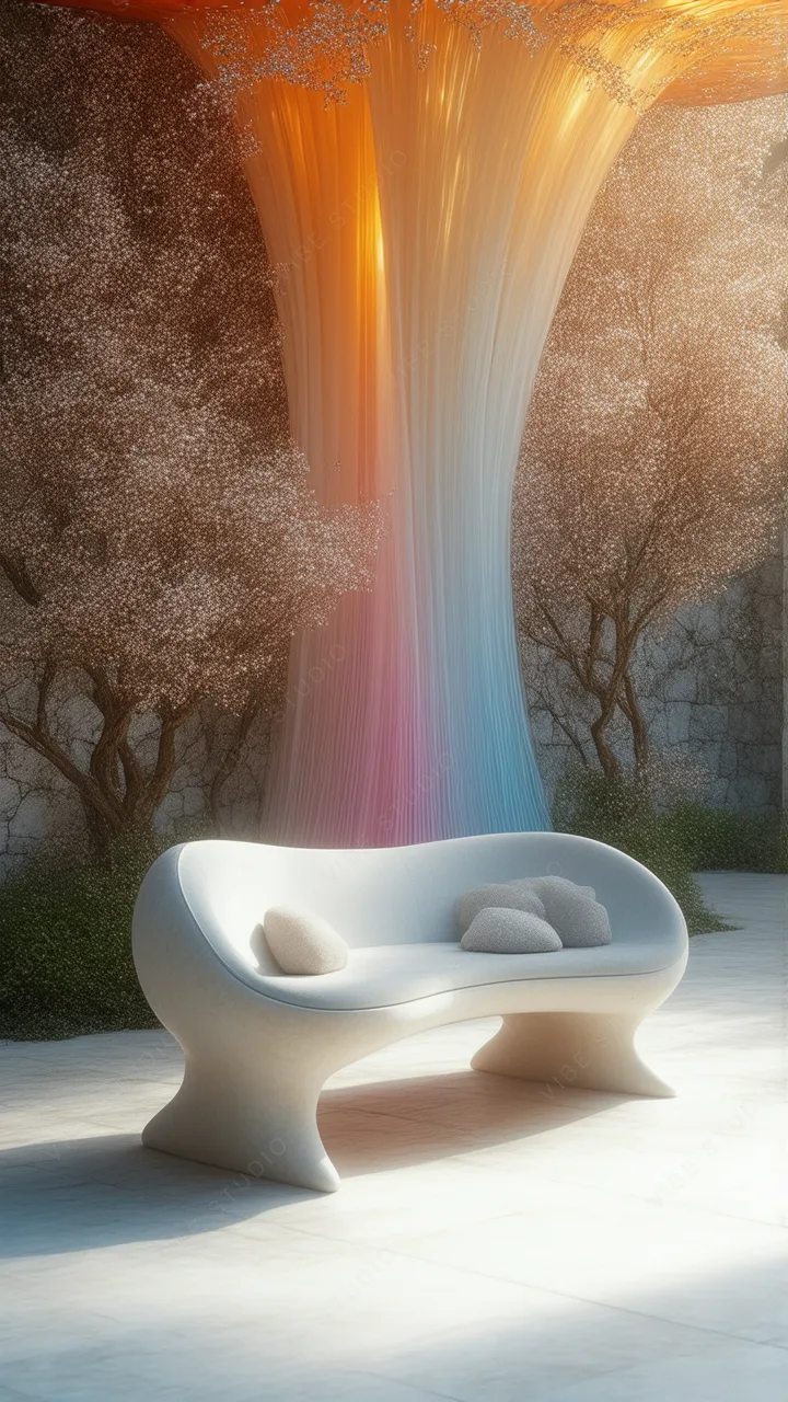 Iridescent Marble Bench Phone Wallpaper