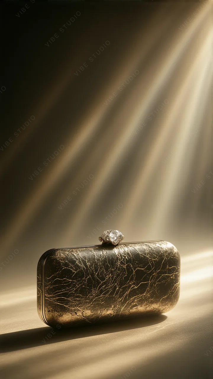 Textured Gold Clutch with Crystal, Studio Lighting Phone Wallpaper