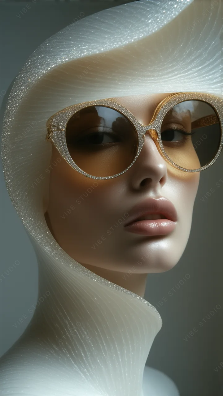 Golden Crystal Sunglasses Phone Wallpaper  Luxury Monochrome Portrait