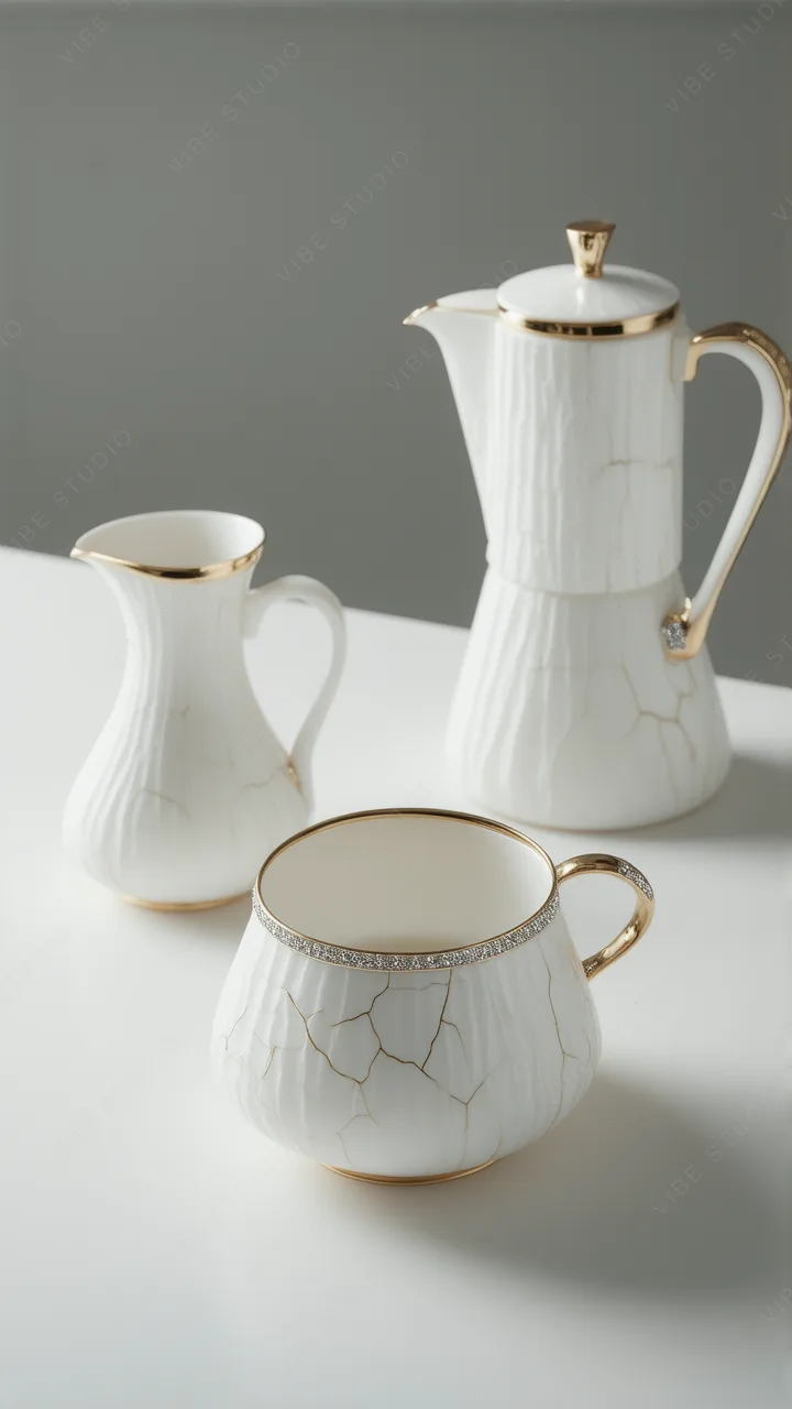 Marble Texture Coffee Set Phone Wallpaper
