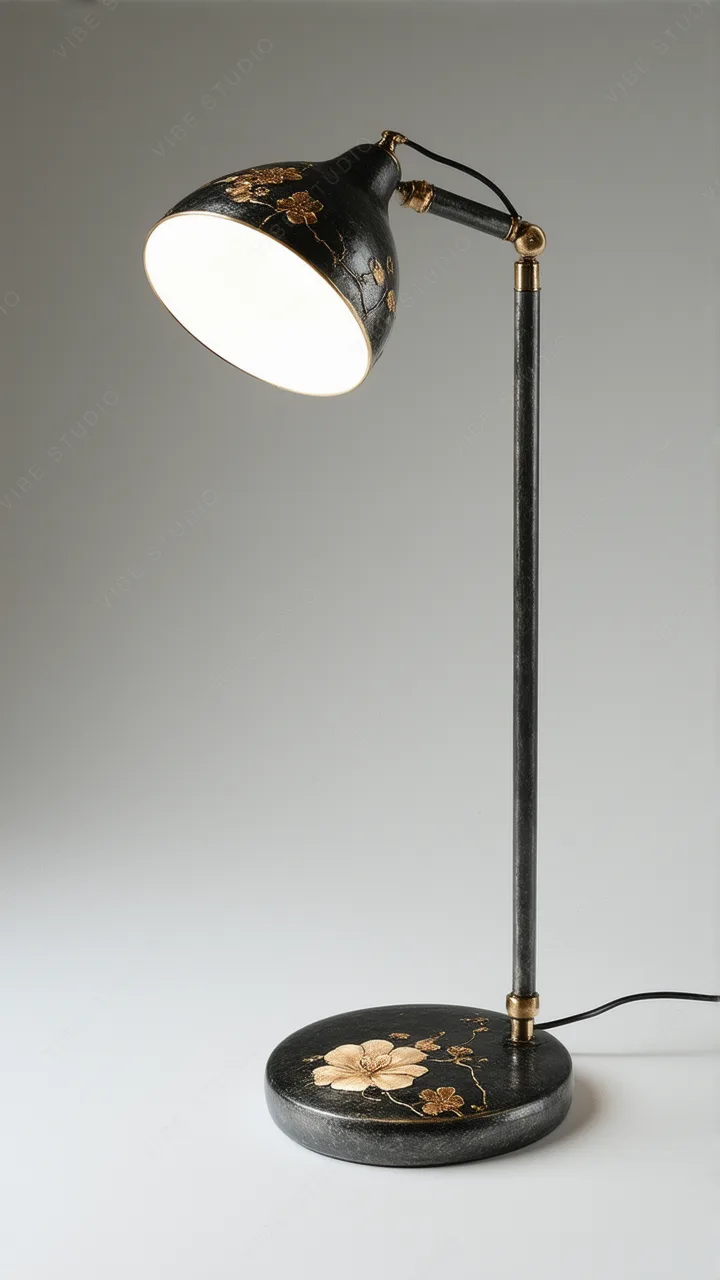 Black Floral Table Lamp Phone Wallpaper Elegant Design