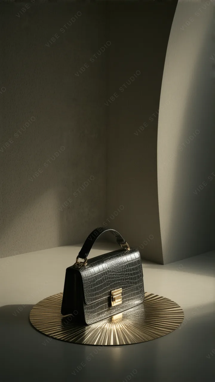 Black Leather Handbag Phone Wallpaper – Sleek Geometric Design