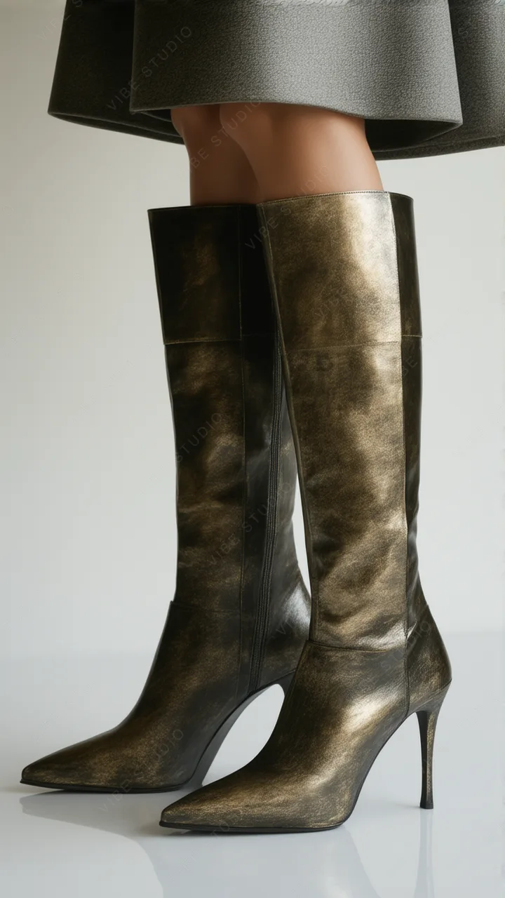 Luxurious Metallic Knee Boots Phone Wallpaper