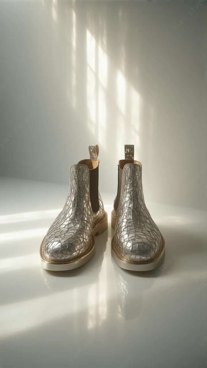 Luxurious Metallic Leather Chelsea Boots Phone Wallpaper