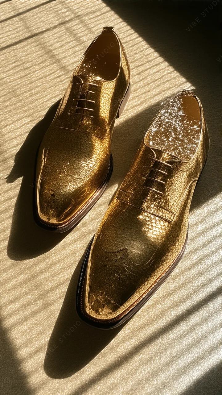 Golden Leather Shoes Phone Wallpaper